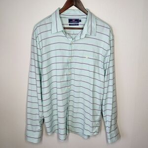Vineyard Vines Slim Longshore Shirt Long Sleeve Blue Stripes Pocket Mens Large